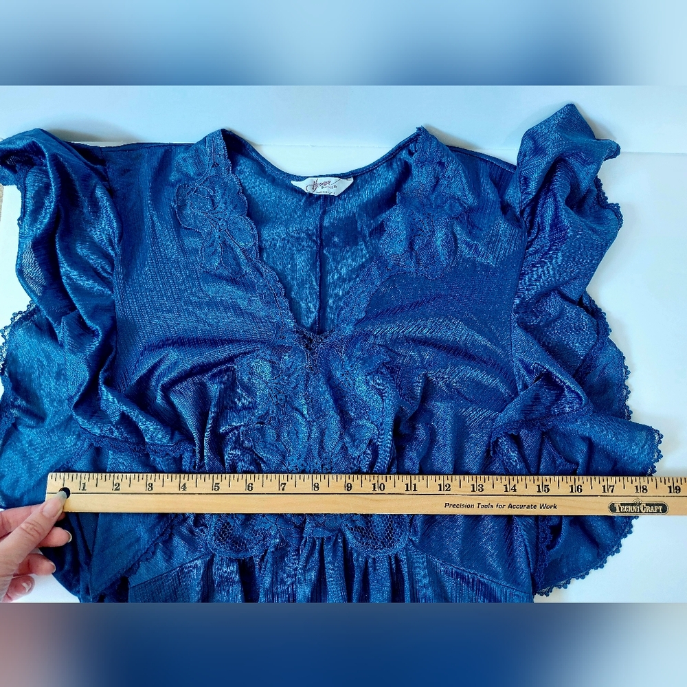 2pc Vintage Blue Nightgown & Robe size Large Henson‎ Kickernick Boudoir - Picture 8 of 10